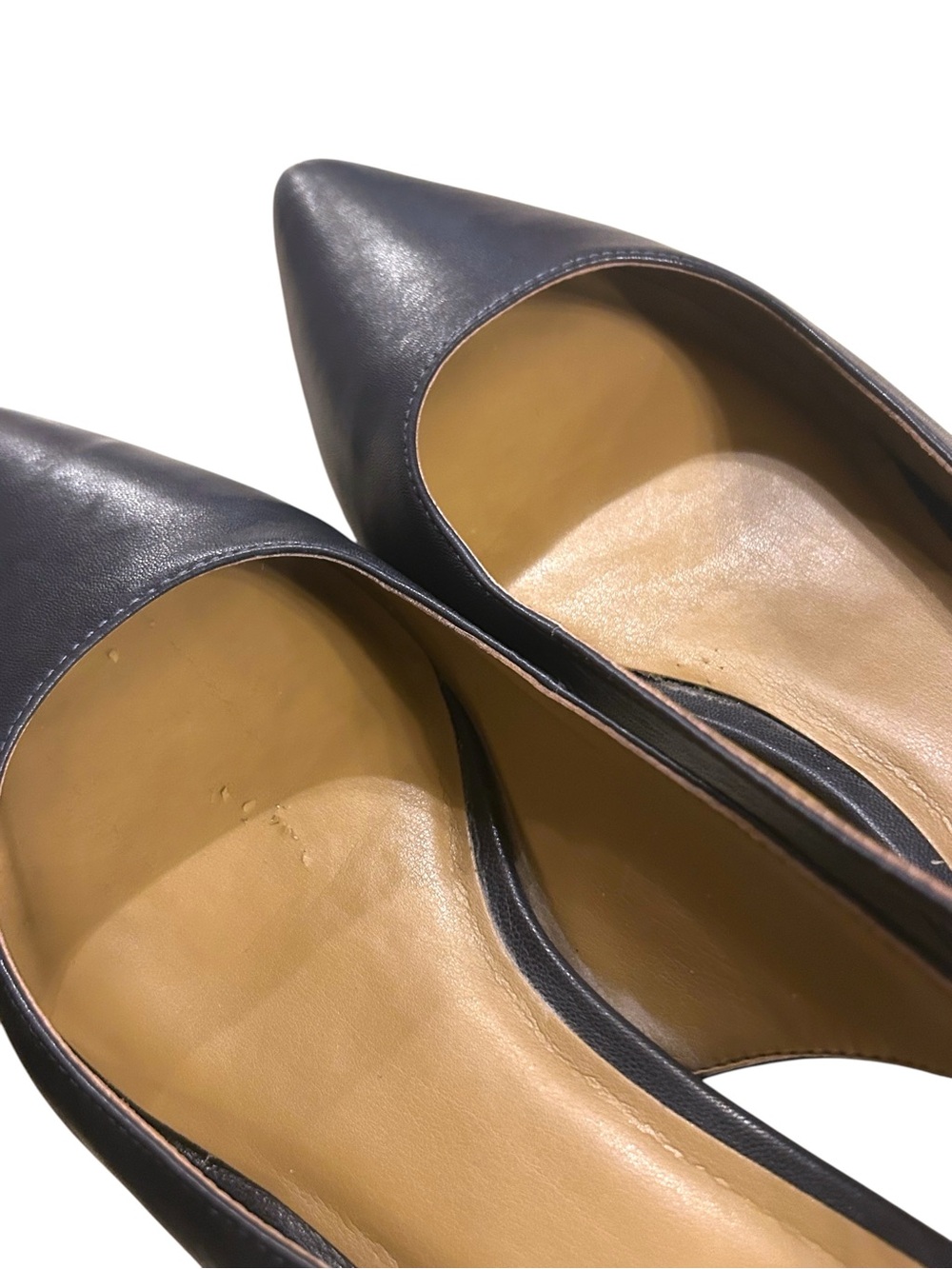 Navy Leather Pointed Toe Slingback Thick 2” Block Heels Size 11 - Picture 10 of 16